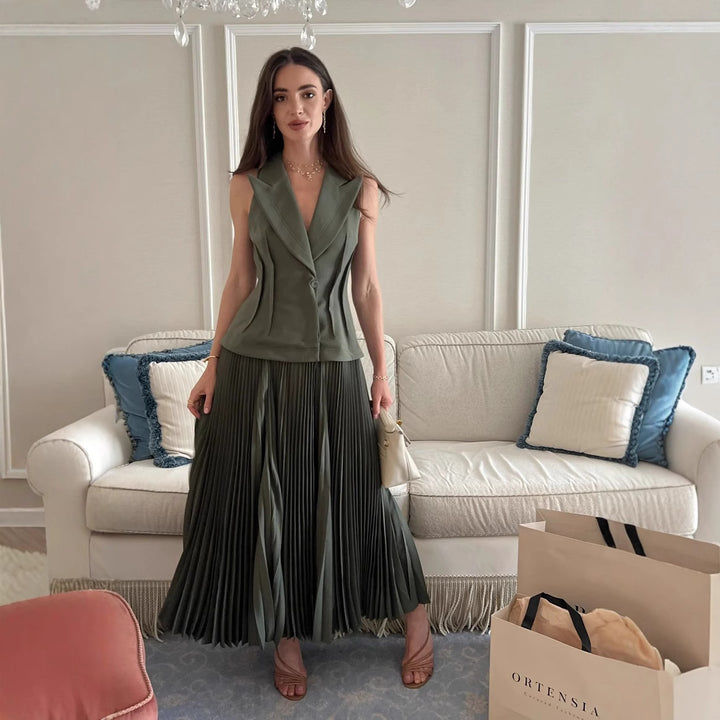 Damer elegant plisserad kjol med figurnära passform Eva Jonsson-Eva Jonsson