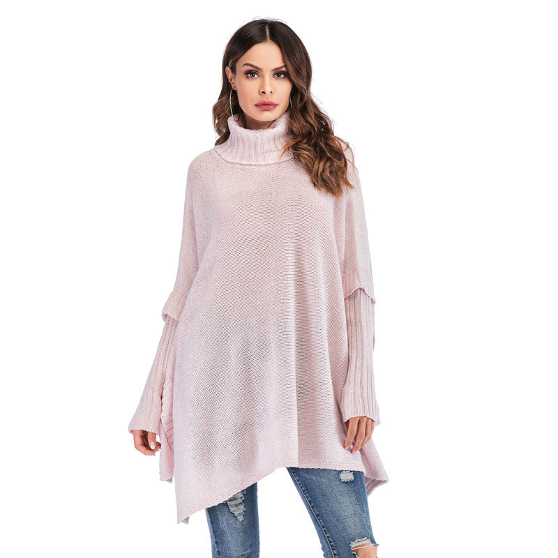 Damer elegant poncho med hög krage och slipad design Mirla-Eva Jonsson