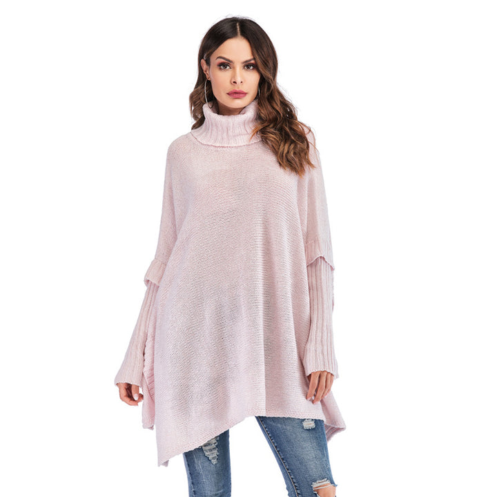 Damer elegant poncho med hög krage och slipad design Mirla-Eva Jonsson