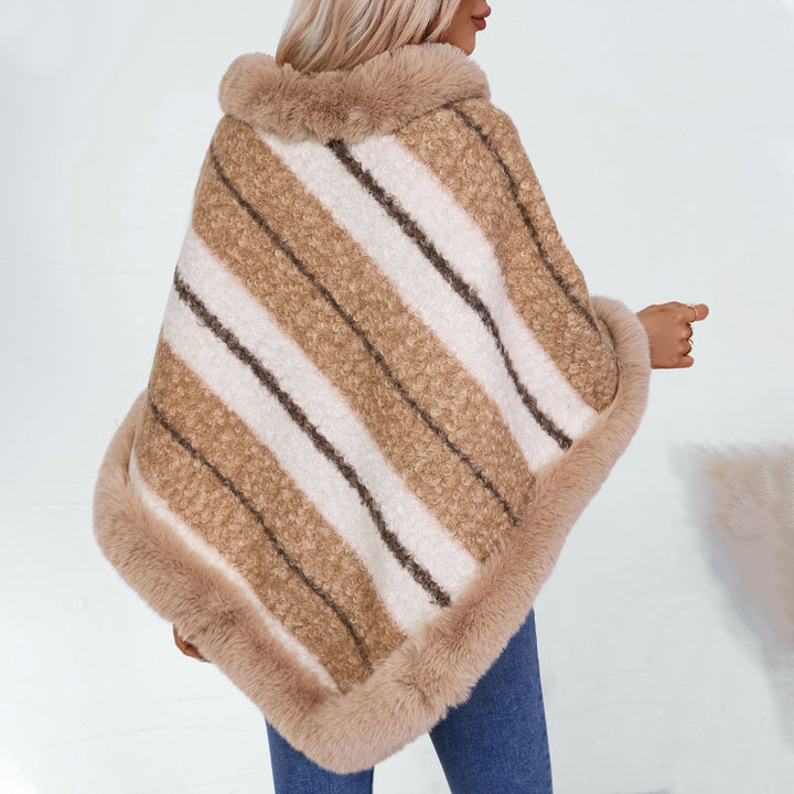 Damer elegant poncho med lyxigt pälsdetalj Eva Jonsson-Eva Jonsson