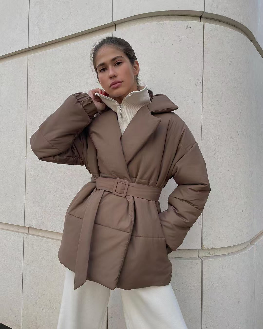 Damer elegant quiltad kappa med justerbart bälte Eva Jonsson-Eva Jonsson