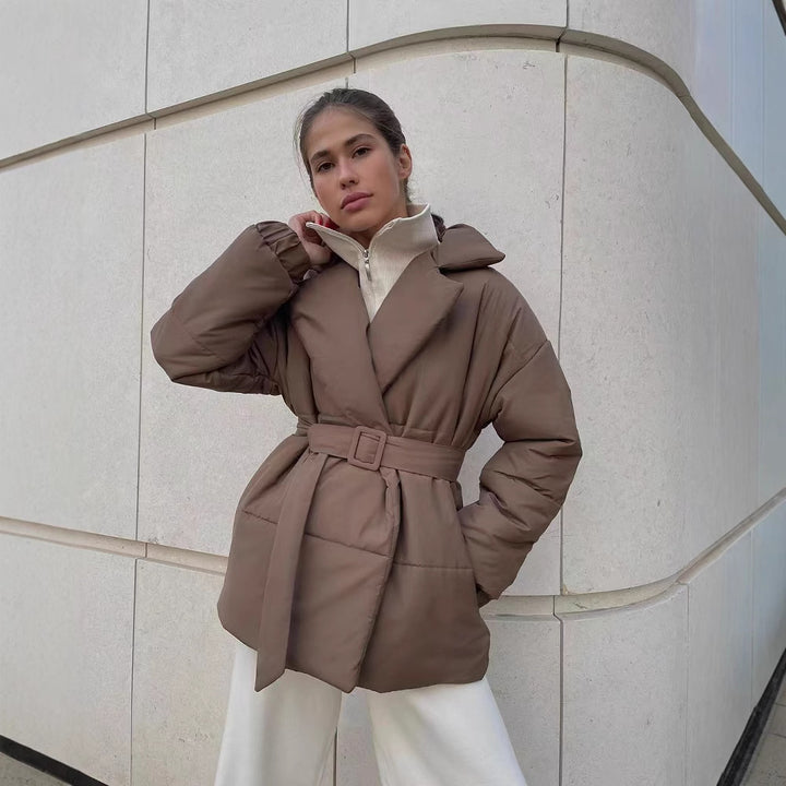 Damer elegant quiltad kappa med justerbart bälte Eva Jonsson-Eva Jonsson