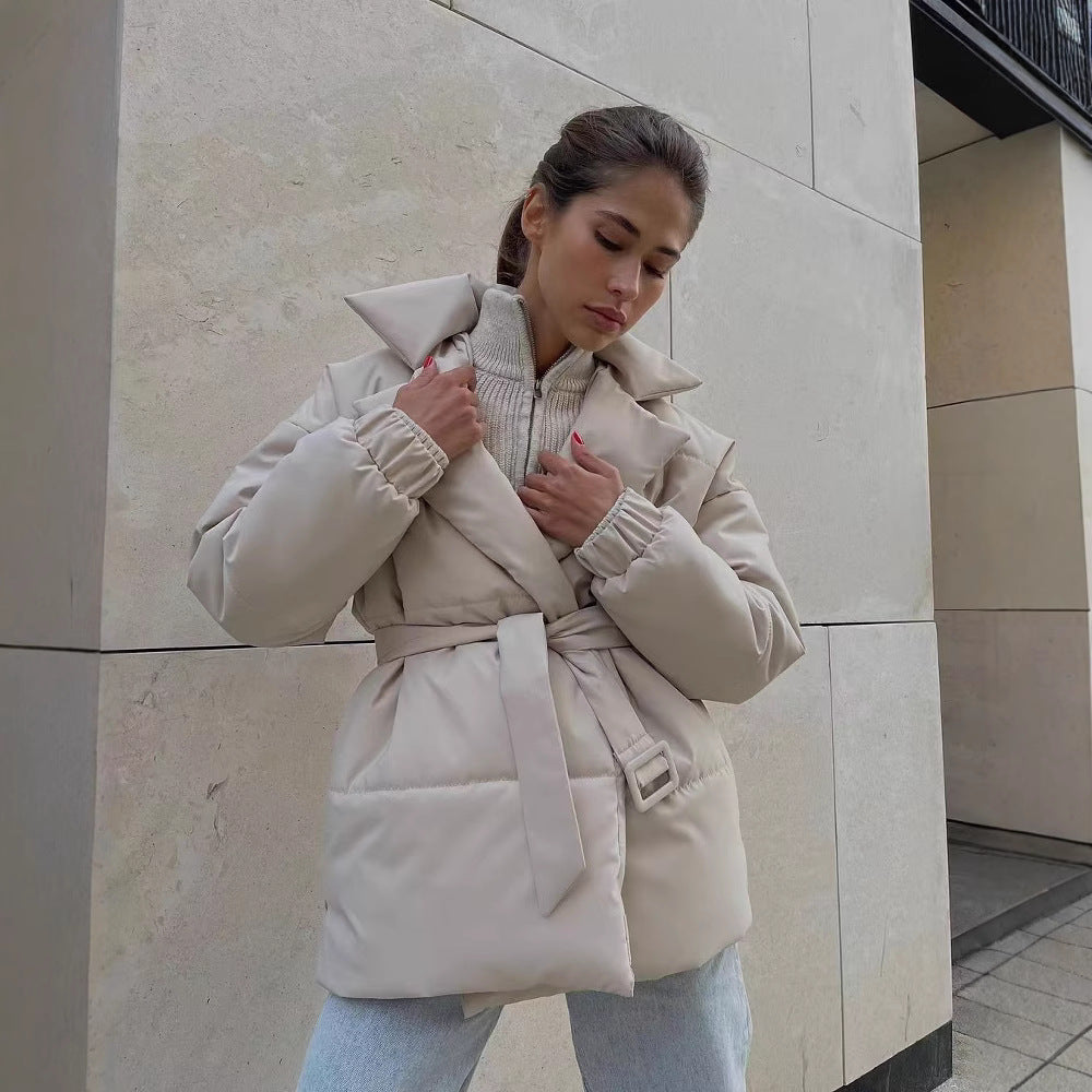 Damer elegant quiltad kappa med justerbart bälte Eva Jonsson-Eva Jonsson