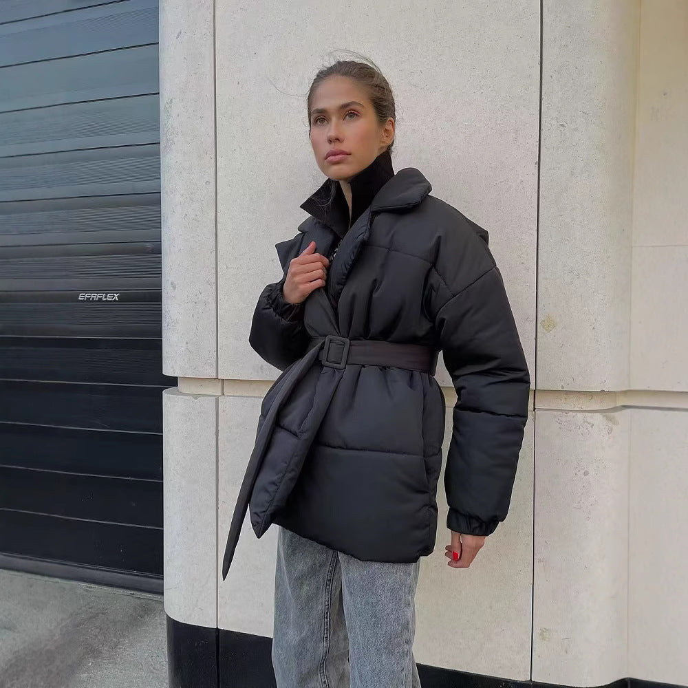 Damer elegant quiltad kappa med justerbart bälte Eva Jonsson-Eva Jonsson