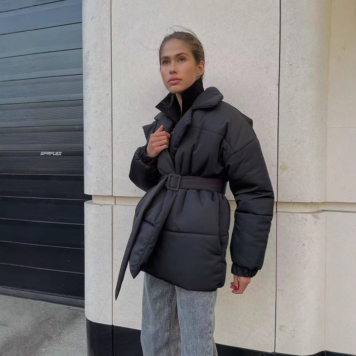 Damer elegant quiltad kappa med justerbart bälte Eva Jonsson-Eva Jonsson