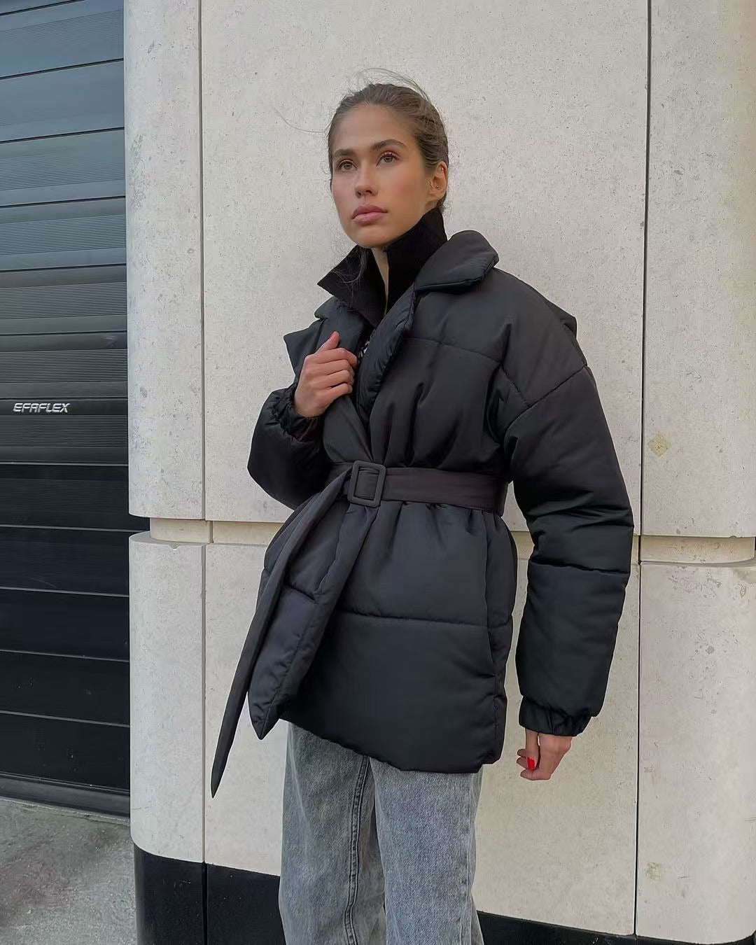 Damer elegant quiltad kappa med justerbart bälte Eva Jonsson-Eva Jonsson