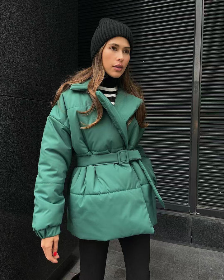 Damer elegant quiltad kappa med justerbart bälte Eva Jonsson-Eva Jonsson