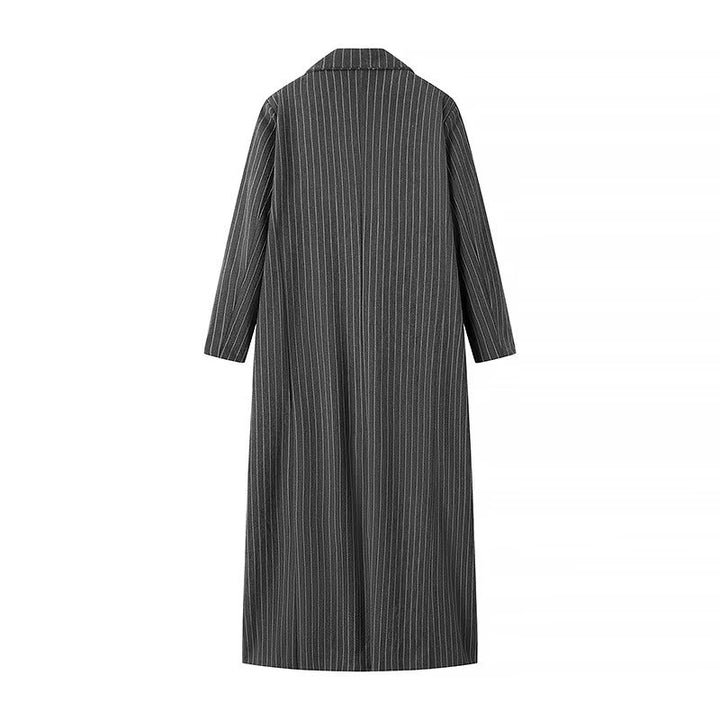 Damer elegant randig långblazer med dubbel knapprad och sidofickor Mirla-Eva Jonsson