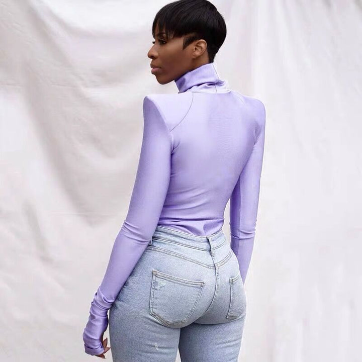 Damer elegant rullkrage bodysuit i bekvämt stretchmaterial Eva Jonsson-Eva Jonsson