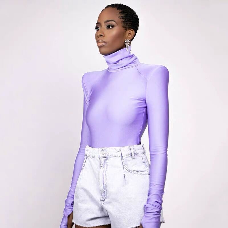 Damer elegant rullkrage bodysuit i bekvämt stretchmaterial Eva Jonsson-Eva Jonsson
