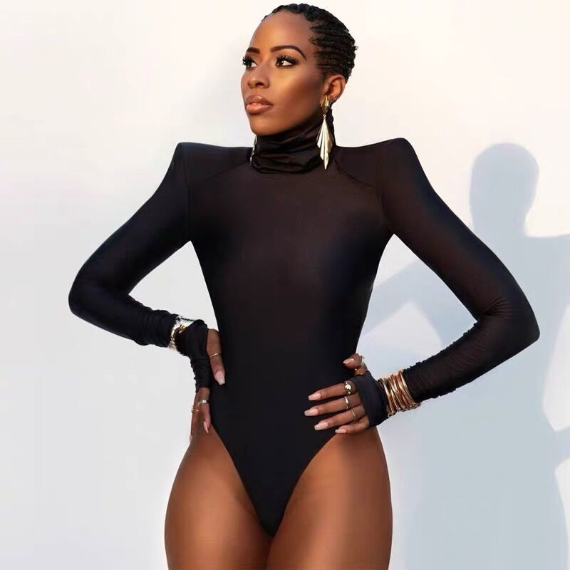 Damer elegant rullkrage bodysuit i bekvämt stretchmaterial Eva Jonsson-Eva Jonsson