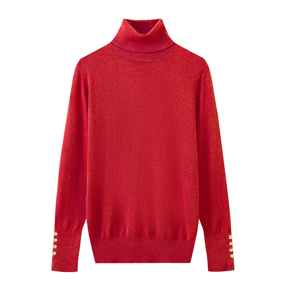 Damer elegant rullkragepullover med knapppdetail Mirla-Eva Jonsson