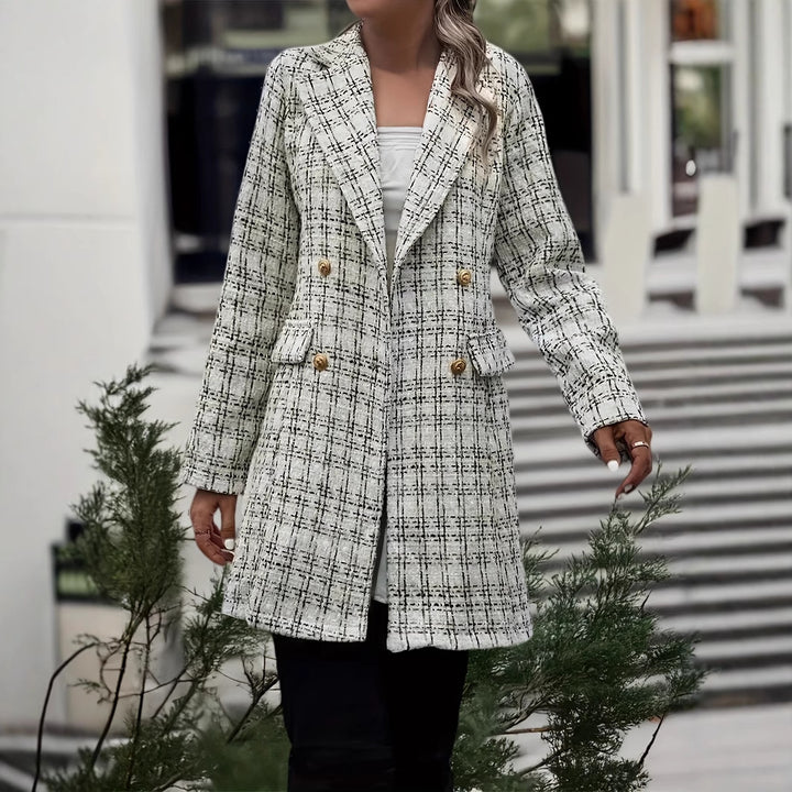 Damer elegant rutjacka med dubbelknappslå och fint material Mirla-Eva Jonsson