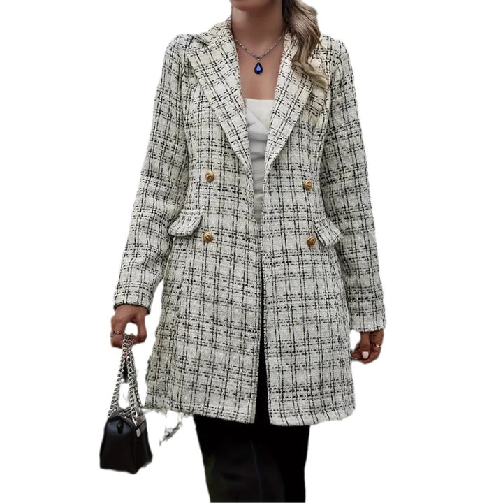 Damer elegant rutjacka med dubbelknappslå och fint material Mirla-Eva Jonsson