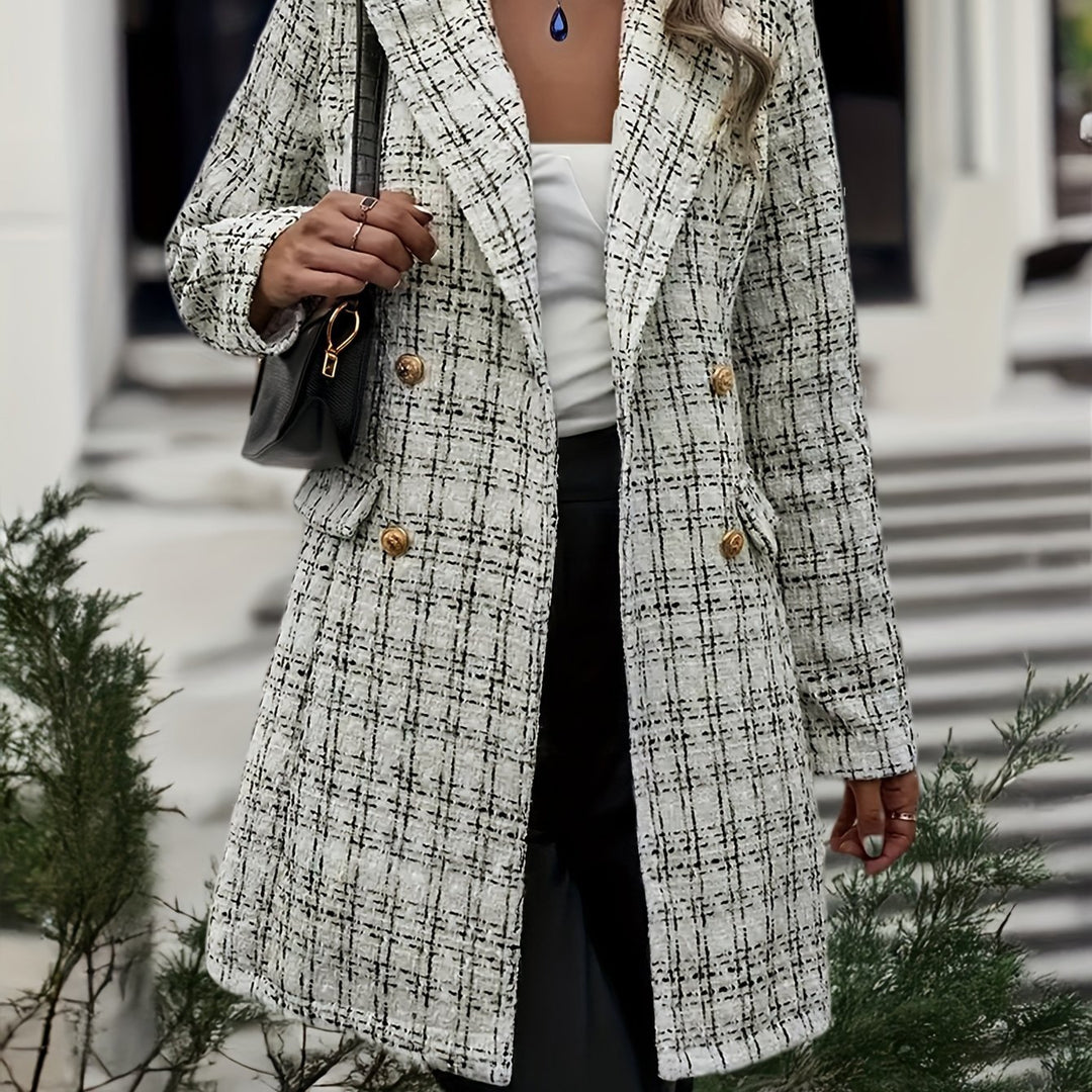 Damer elegant rutjacka med dubbelknappslå och fint material Mirla-Eva Jonsson