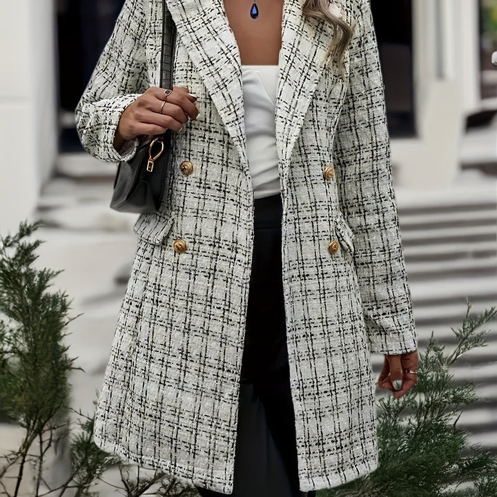 Damer elegant rutjacka med dubbelknappslå och fint material Mirla-Eva Jonsson