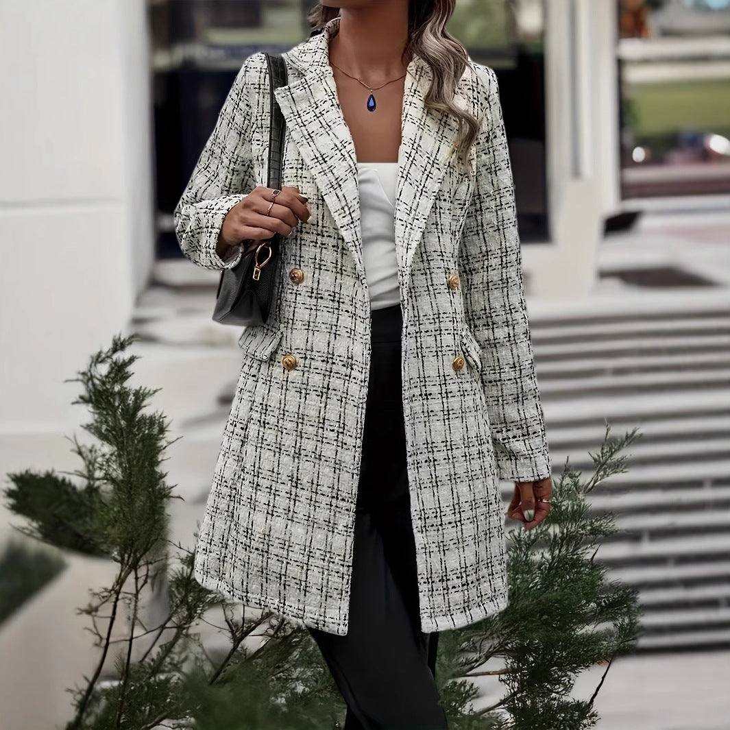 Damer elegant rutjacka med dubbelknappslå och fint material Mirla-Eva Jonsson