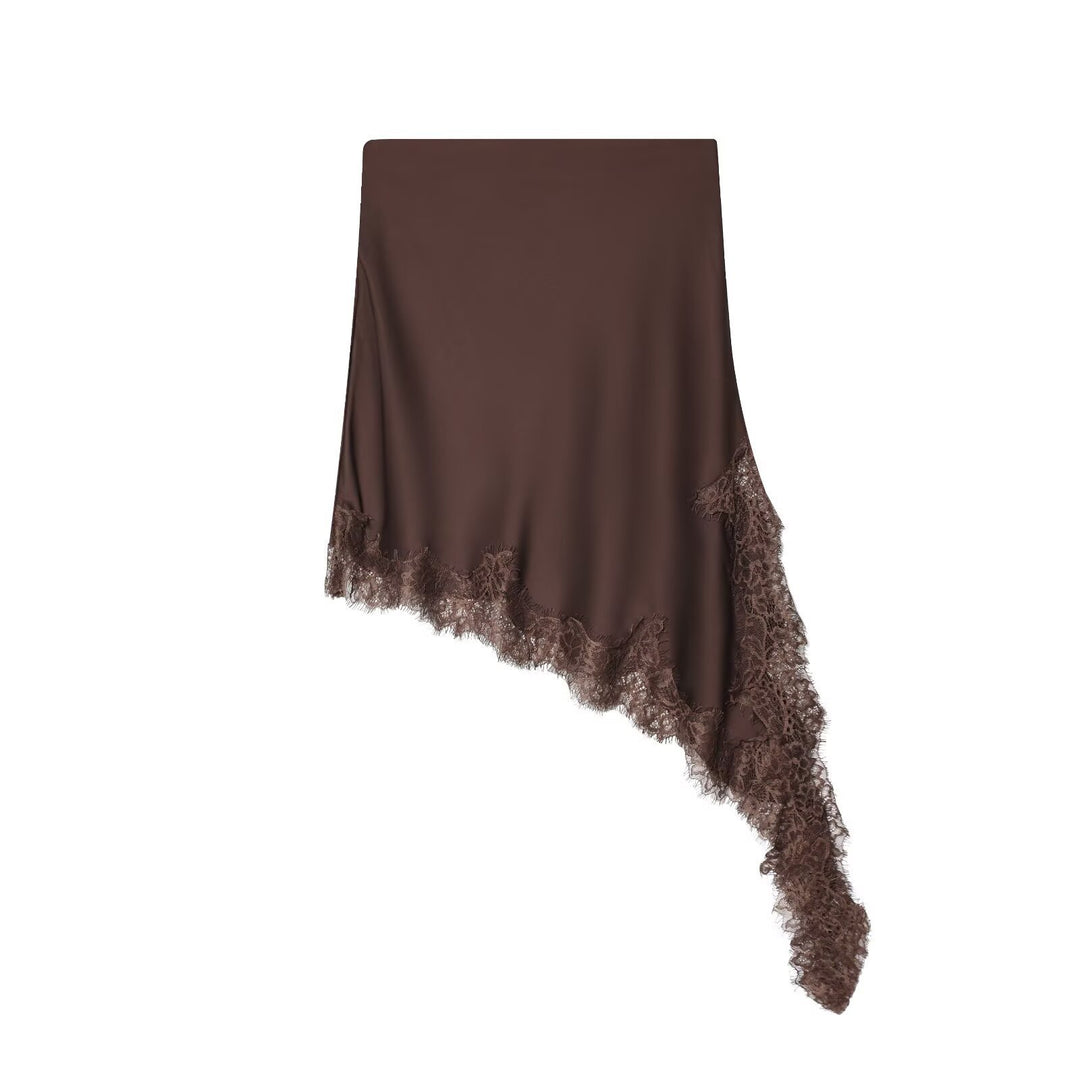 Damer elegant sammet wrap skirt med konstfull spetsdekoration Mirla-Eva Jonsson