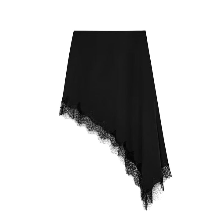 Damer elegant sammet wrap skirt med konstfull spetsdekoration Mirla-Eva Jonsson