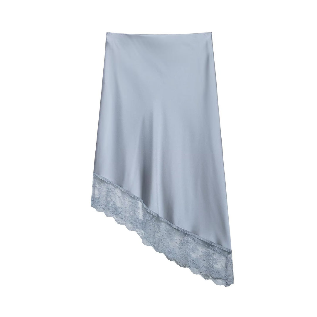 Damer elegant satin kjol med öm spetsdekoration Mirla-Eva Jonsson