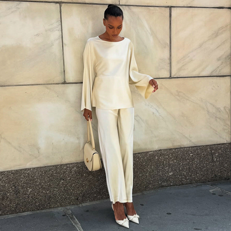 Damer elegant satin loungewear-kombination Mirla-Eva Jonsson