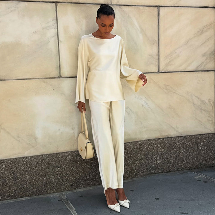 Damer elegant satin loungewear-kombination Mirla-Eva Jonsson