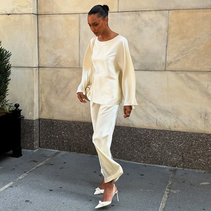 Damer elegant satin loungewear-kombination Mirla-Eva Jonsson