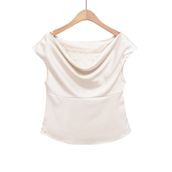 Damer elegant satinblus med finessad vattenfall-utsnitt Mirla-Eva Jonsson