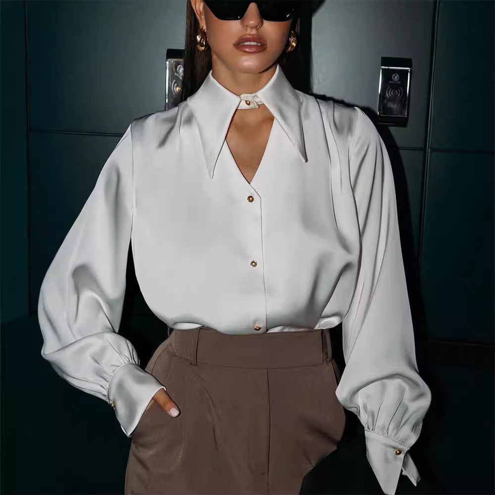 Damer elegant satinblus med oversized passform Eva Jonsson-Eva Jonsson