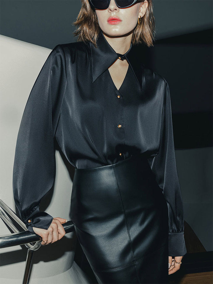 Damer elegant satinblus med oversized passform Eva Jonsson-Eva Jonsson