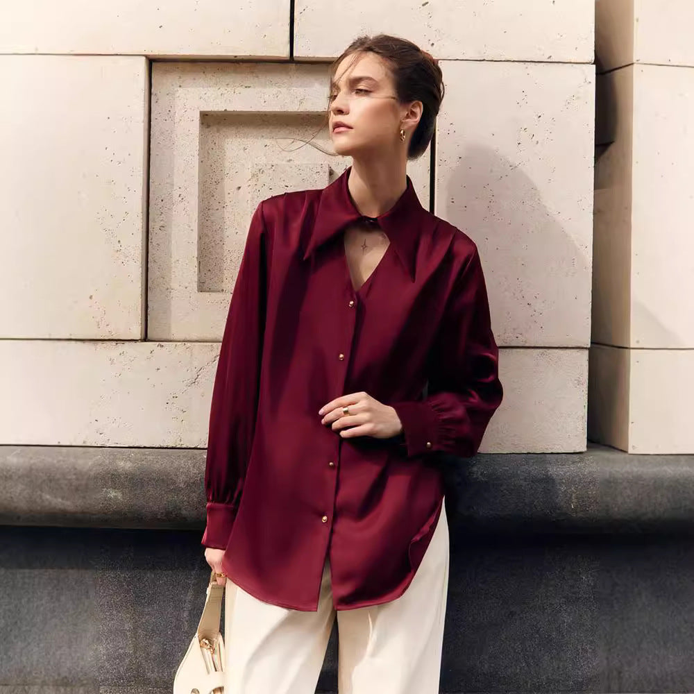 Damer elegant satinblus med oversized passform Eva Jonsson-Eva Jonsson