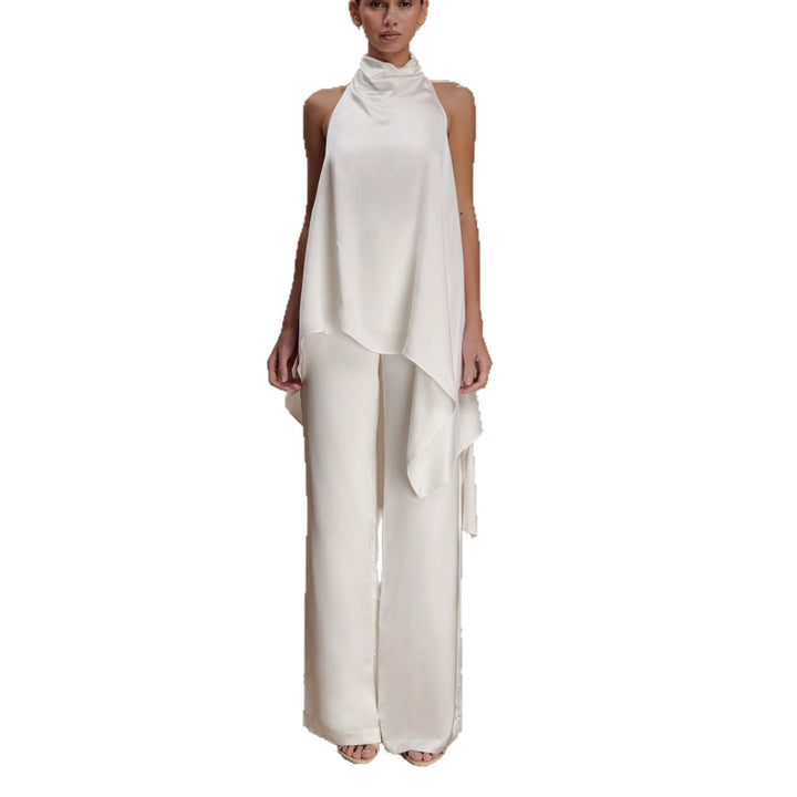 Damer elegant satinert overall med asymmetrisk snitt Mirla-Eva Jonsson