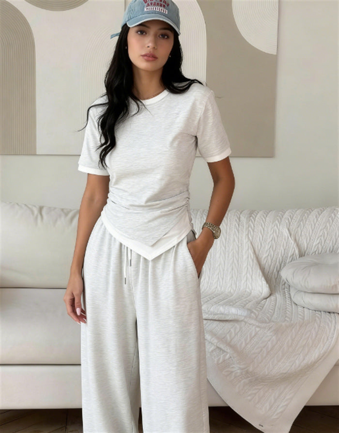 Damer elegant set av kortärmad skjorta och vida byxor Mirla-Eva Jonsson
