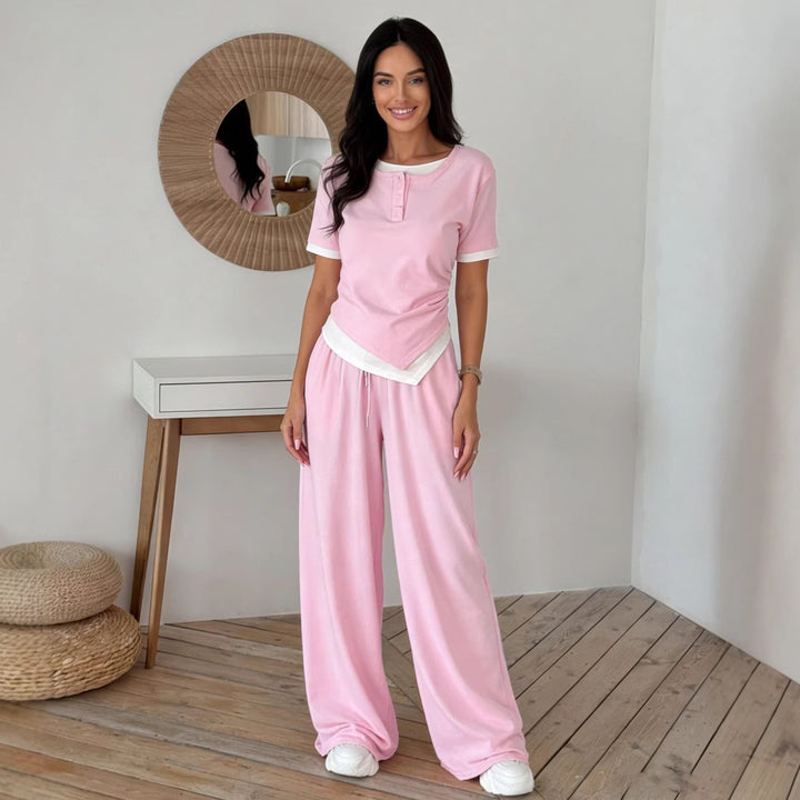 Damer elegant set av kortärmad skjorta och vida byxor Mirla-Eva Jonsson