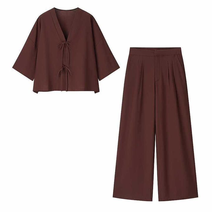 Damer elegant set av löst skuret överdel och cool palazzo-byxa Mirla-Eva Jonsson