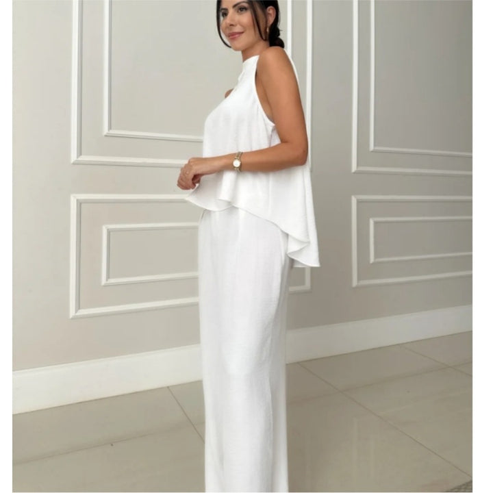 Damer elegant set bestående av avslappnad topp och högmidjade byxor Eva Jonsson-Eva Jonsson