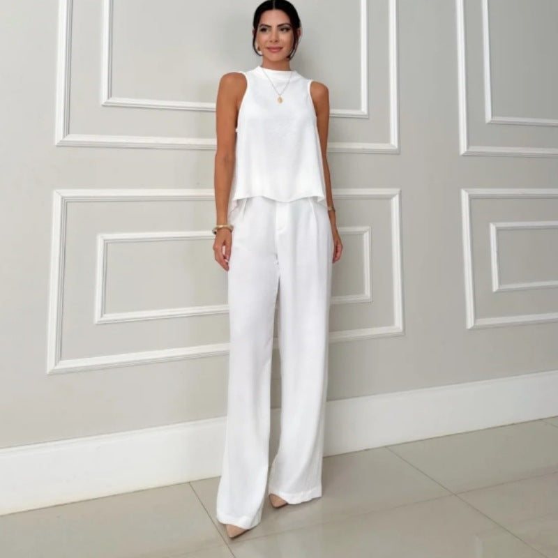 Damer elegant set bestående av avslappnad topp och högmidjade byxor Eva Jonsson-Eva Jonsson