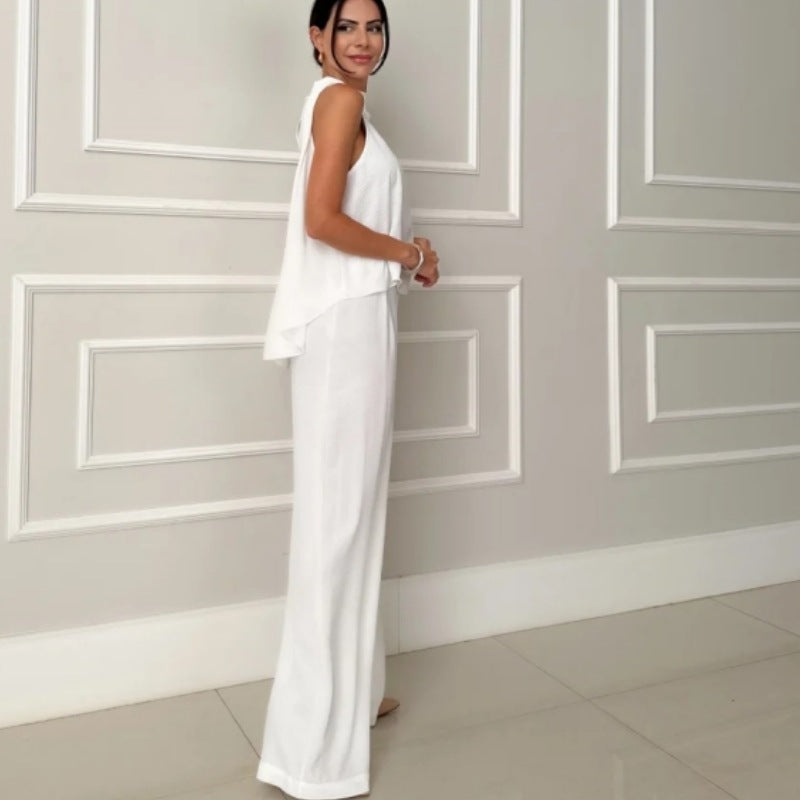 Damer elegant set bestående av avslappnad topp och högmidjade byxor Mirla-Eva Jonsson