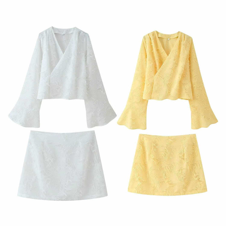 Damer elegant set med vida ärmar och mondän spets Mirla-Eva Jonsson