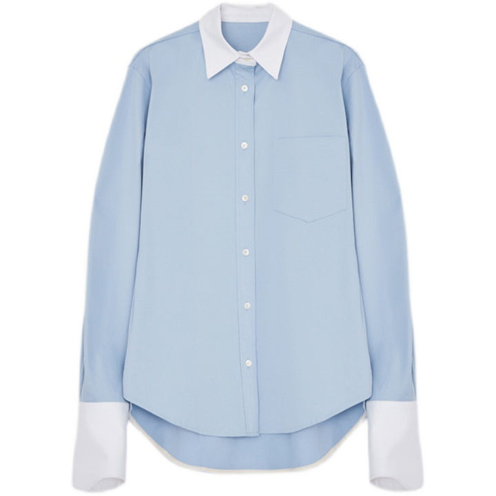 Damer elegant skjortblus med modern skärning och kontrasterande detaljer Mirla-Eva Jonsson