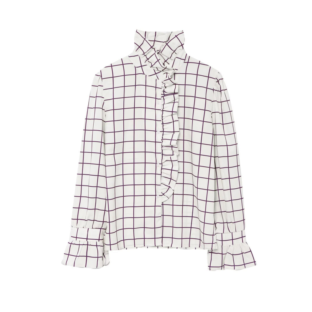 Damer elegant skjortblus med raffinerad veckning Mirla-Eva Jonsson
