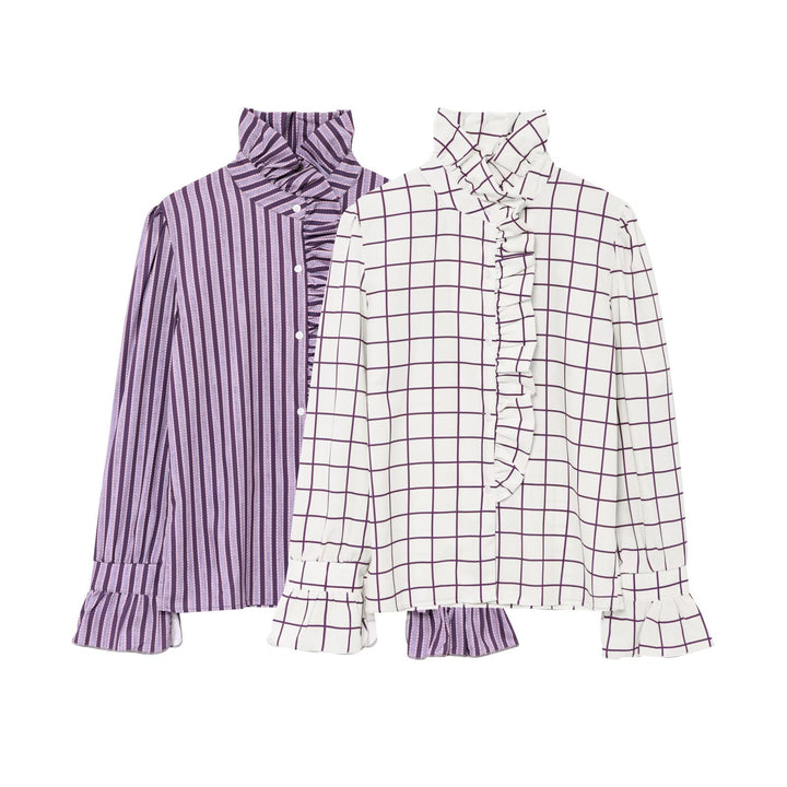 Damer elegant skjortblus med raffinerad veckning Mirla-Eva Jonsson