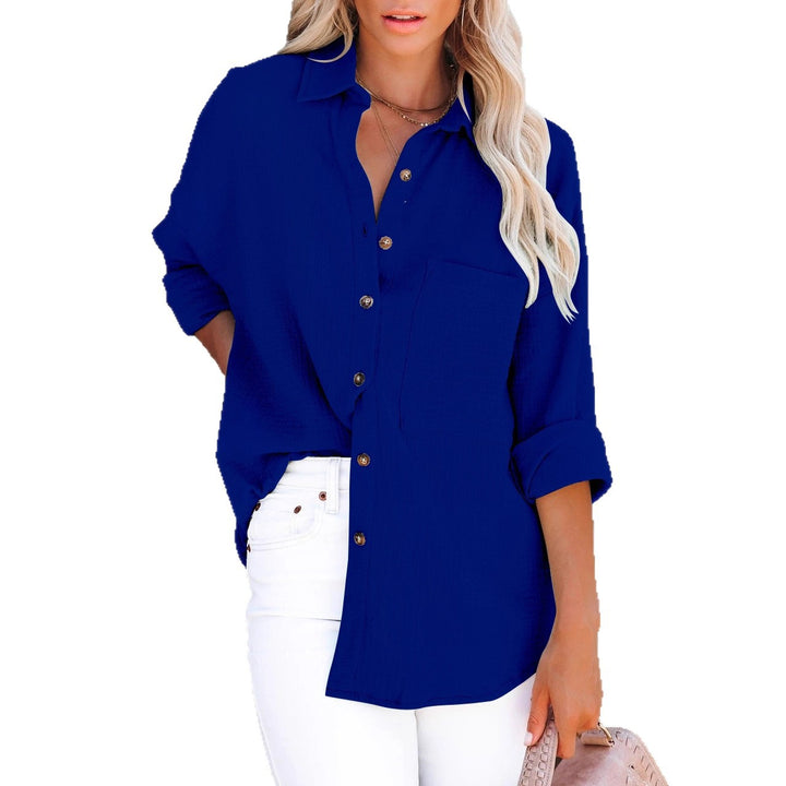 Damer elegant skjortblus med struktur och praktisk bröstficka Mirla-Eva Jonsson