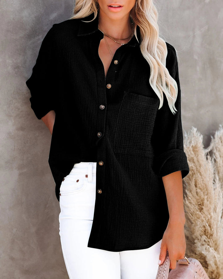 Damer elegant skjortblus med struktur och praktisk bröstficka Mirla-Eva Jonsson