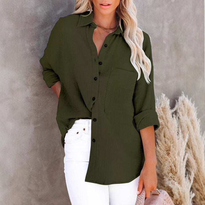 Damer elegant skjortblus med struktur och praktisk bröstficka Mirla-Eva Jonsson