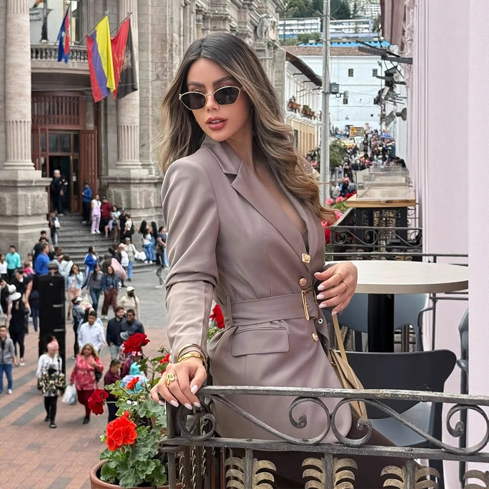 Damer elegant skräddarsydd blazer med bälte Mirla-Eva Jonsson