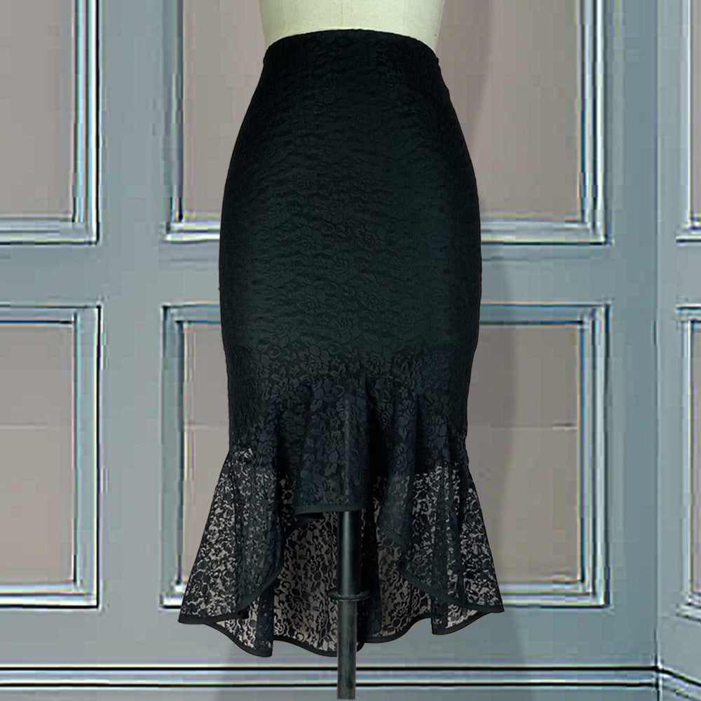 Damer elegant spetskjol med transparent volang Mirla-Eva Jonsson