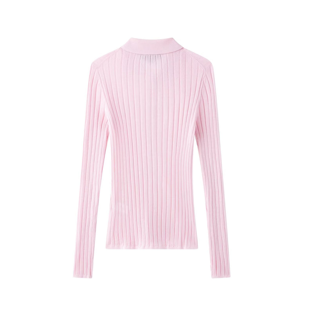 Damer elegant stickad blus med fin ribbstruktur Mirla-Eva Jonsson
