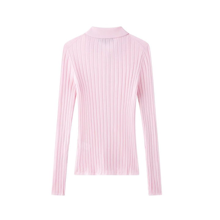 Damer elegant stickad blus med fin ribbstruktur Mirla-Eva Jonsson