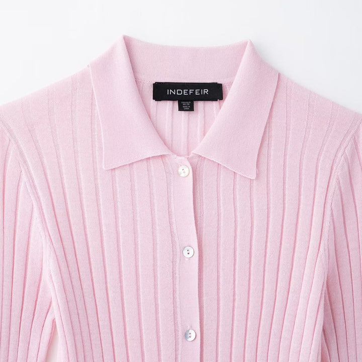 Damer elegant stickad blus med fin ribbstruktur Mirla-Eva Jonsson